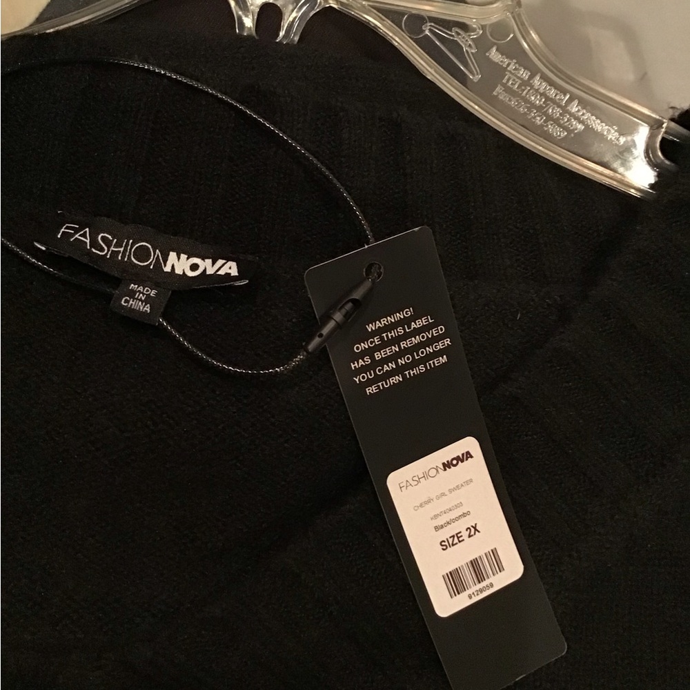 Fashion Nova Black V-Neck Sweater with Cherry Design 1T 83 - Picture 4 of 4